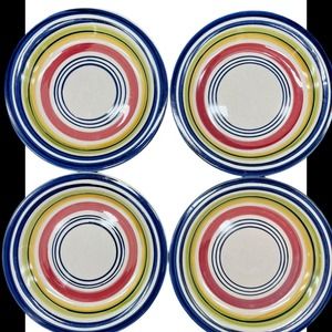 Pier 1 Circular Pattern Dessert Plates Primary Colors - Set of 4